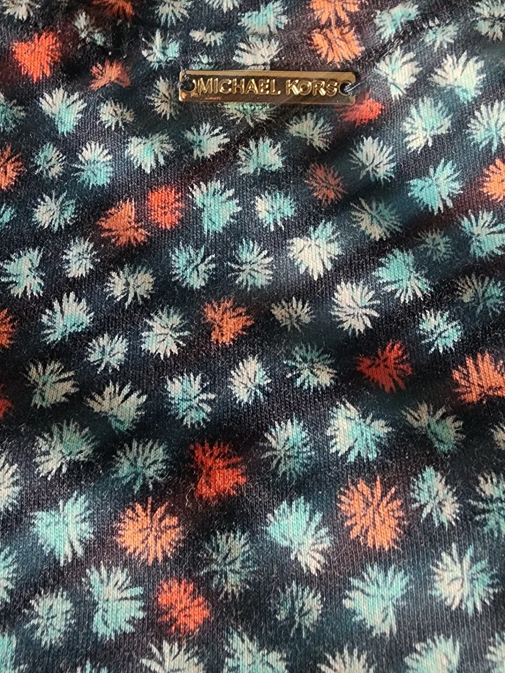 Michael Kors Navy Midi Dress with Pink Red & Light Blue Floral Print Womens XL